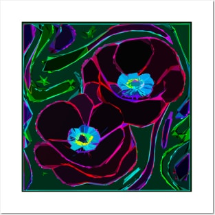 Colorful Layered Abstract of Red Poppies (MD23Mrl018a2) Posters and Art